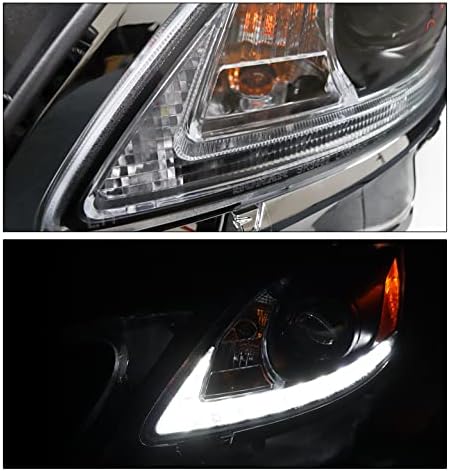 ZMAUTOPARTS LED Проектор Фарови Црна w/6 Бела DRL Компатибилен со 2006-2011 Lexus Gs Серија [За Фабрика КРИЕШЕ]