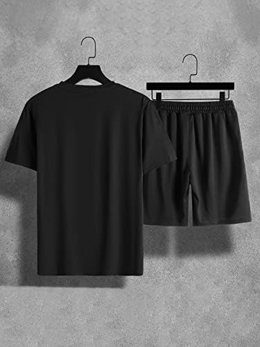 Fioxa Облека со две парчиња за мажи Слогани графички мета и шорцеви за половината за влечење