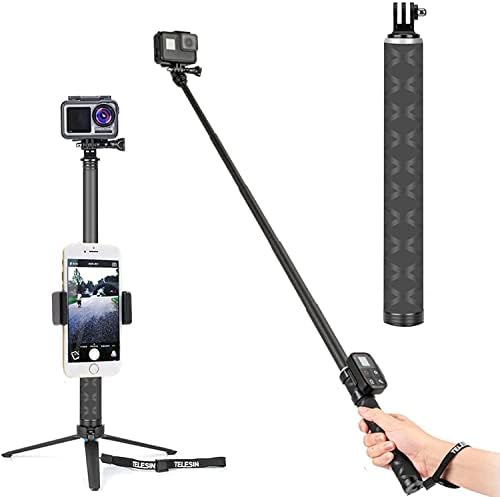 Telesin Selfie Stick + Charger + 3 батерии за Hero 10 Hero 9, Selfie Stick со Extendable Monopod