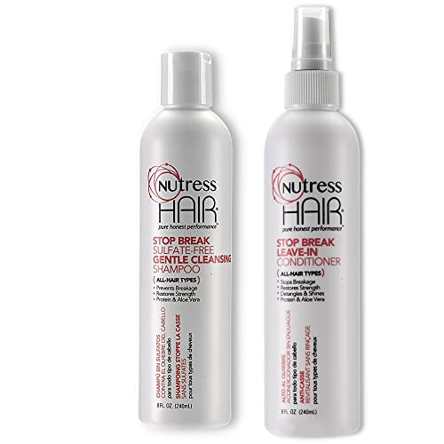 Nutress Care Care Bunder Hair Hair Stop Break Break без сулфат нежен шампон за чистење, 8oz, коса запрете го оставањето на оставање,