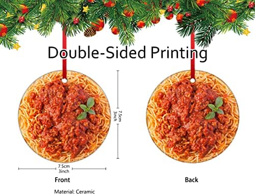 Gomblessign Spaghetti Божиќ украс Смешна храна Декорација на новогодишна елка чува тестенини и ќофтиња новини Реална lубител