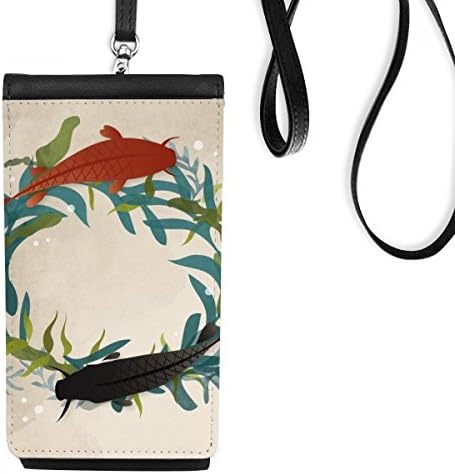 Цитирајќи збор риба слика морска телефонска чанта чанта што виси мобилна торбичка црн џеб