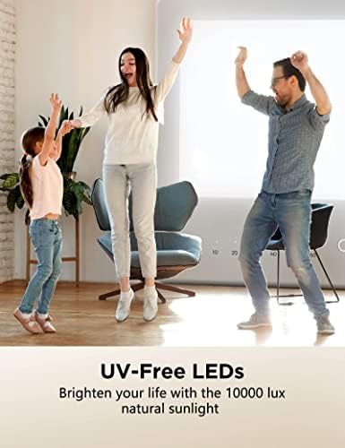 Светилка за лесна терапија, UV без 10000 луксузни светло-терапија со светло светло, контрола на допир со 3 прилагодливи нивоа на осветленост