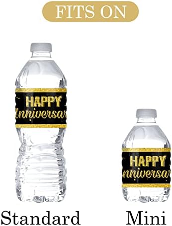 Монмон и занает Среќна годишнина налепници за шише со вода/Свадбени годишнини од шишиња/Пензионирање/роденденска забава етикети со вода водоотпорни