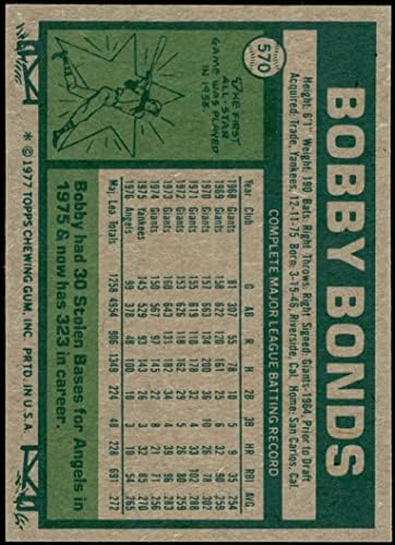 1977 Топпс # 570 Боби обврзници Лос Анџелес Ангели НМ Ангели