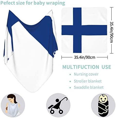Бебе ќебе со знаме на Финска, кое прима ќебе за обвивка за покривање на новороденчиња за новороденчиња