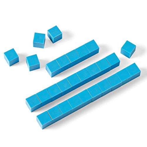 Hand2Mind Сина пластична база Десет единечни блокови, блокови на вредност, броење коцки за деца математика, база Десет блока сет на училници,