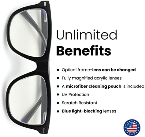 Црна цврста рамка сина светлина за читање очила мажи да изгледаат модерни со висок вид - голем и издржлив читател за мажи - удобно за сите очила за сина светлина во ф?