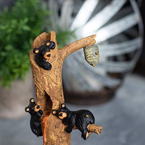 Демдако мед дрво црна мечка 9 x 3 скулптура со рачна смола фигура