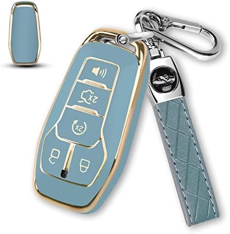 Благ капакот на FOB на FOB за Ford со ланец на клучеви, мека тастата за клучеви за автомобили TPU за Ford Mustang Fusion Explorer Edge Lincoln