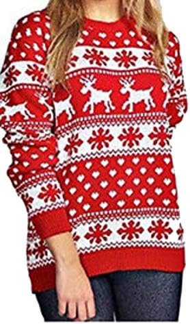 Наз моден дами долг ракав Божиќ Божиќ унисекс џемпер ретро новини гроздобер џемпери џемпери нас 4-22