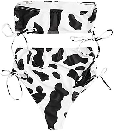 Печати крава Сплит бикини Висока секси секси градите сет на врвот на женски костим за капење плус големина за капење за жени