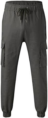 Машки обичен спортски карго џеб влечење еластична половината панталони за пешачење на отворено, панталони џогери џемпери за џемпери