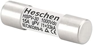 Heschen Solar DC1000V PV осигурувач, фотоволтаични осигурувачи, врска со осигурувачи од типот GPV, HSPV-30, 10 * 38mm, 15A 1000VDC, I1 33Ka, за соларна заштита на системот PV, 10PCS, 10 парчиња