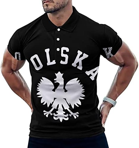 Полска Полска земја гордост машка маичка маичка со кратки ракави со кратки ракави со двојна јака од лекови за маици со маици