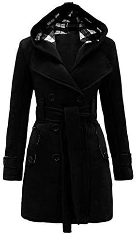 Зимски палто Foviguo, долги ракави со долги ракави за жени плус големина зимски палта Ретро работа копче полиестер обичен удобност