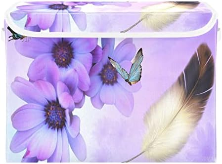 Леидеаво Пеперутка Цветни Пердуви Склопувачки Кутии За Складирање Корпи За Складирање Што Се Перат Со Капаци И Рачка За Домашна