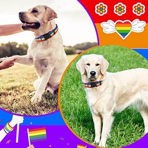 6 компјутери Виножито знаме јаки од кучиња геј гордост најлон јака од домашно милениче ЛГБТК знаме јака прилагодлива удобна со пластична