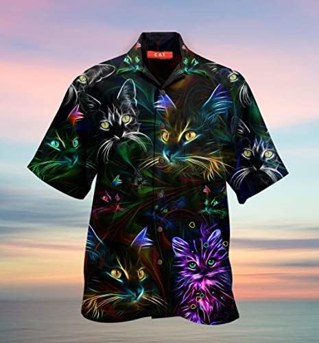 Сјај на кошула од 3Д Хавајски кошула, хавајска кошула за мажи, жени, хавајска кошула за мажи, жени, меки и удобни 4 сезони, значаен