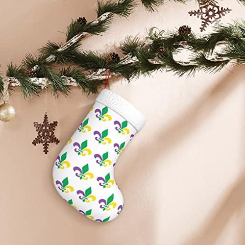 Cutedwarf Mardi Gras Fleur de Lis Cristma Codrings Божиќни украси на дрво Божиќни чорапи за Божиќни празнични забави подароци 18-инчи