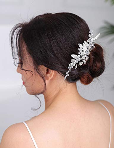 Деферија невестинска коса чешел сребрен ринестон цвет на невестата Остава додатоци за коса накит за жени и девојчиња