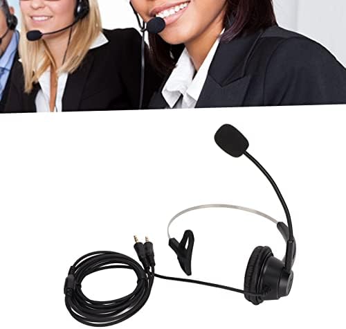 Слушалките за повици на Центарот за повици на Zyyini H360‑, слушалки за единечни уши со монорално кабел со двојно 3,5 мм приклучок,