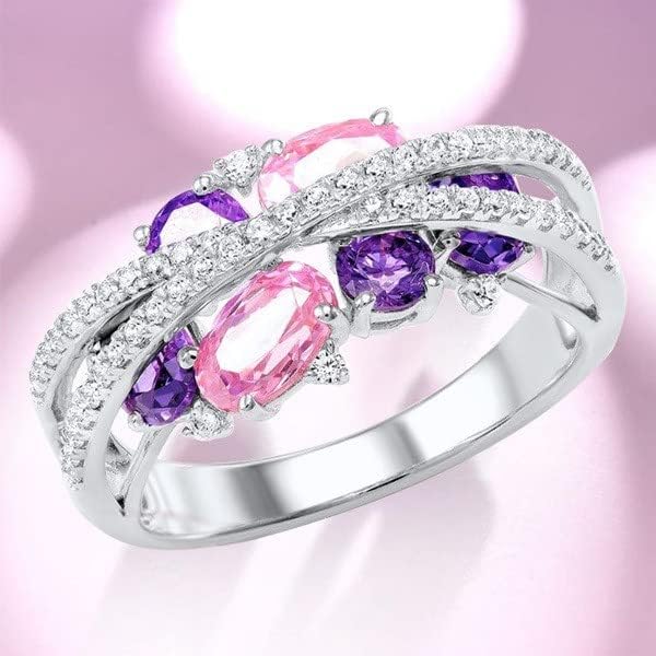 Роуз ветување прстен x во форма на шупливо розово приврзок дијамант циркон моден тренд целосен дијамант циркон прстен дами накит дијамантски