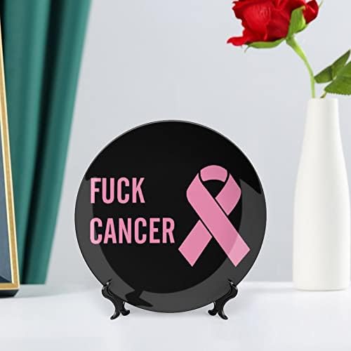 Ебам рак на дојка розова лента декоративна чинија тркалезна керамичка чинија коска Кина плоча со приказ за свадбениот декор