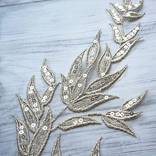 TBGFPO 2PCS лесен златен лист лисја од чипка ткаенина од ткаенина везена наметка јака јака залепници за свадбена декорација фустан DIY