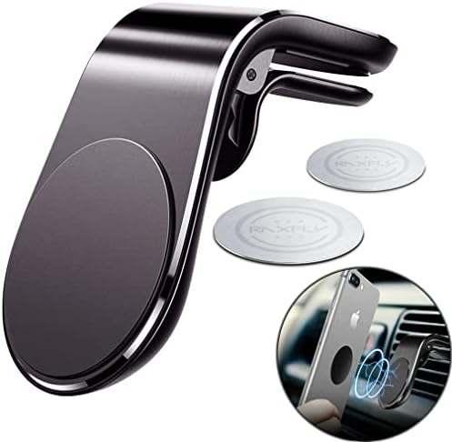 Roceline [надграден] држач за магнетски телефон за автомобил - Црна, [5 Неодимиумски магнети Поддршка од 3,5 до 6,7 инчи со големина на телефони]