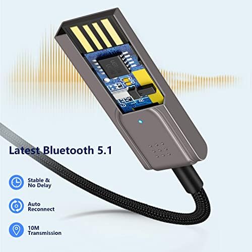 Aux до Bluetooth адаптер за CAR, MXCUDU AUX до Bluetooth 5.1 приемник 3,5 mm Bluetooth адаптер за автомобил со вграден микрофон AUX