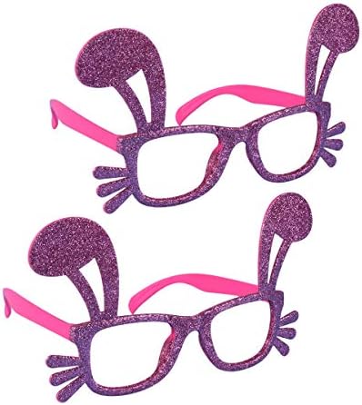 Pretyzoom 2 парчиња Велигденски зајачки очила за очила за зајаче, фенси облекување на костуми, костумска рамка за забави за забави