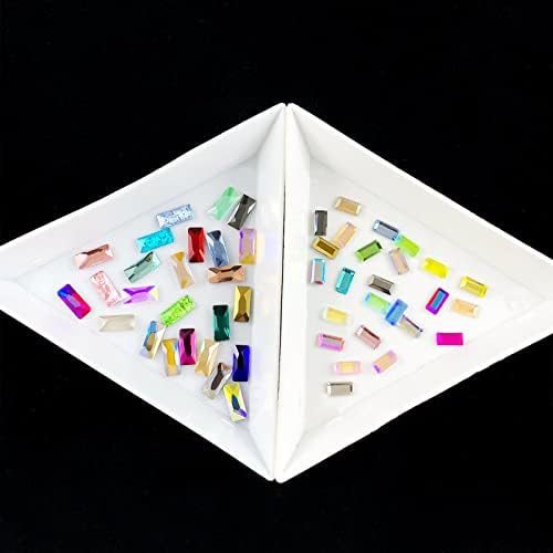 3x7 Правоаголник облик Кристална нокти уметност измешана витраж со стакло дијаманти 100 парчиња за украси за нокти -