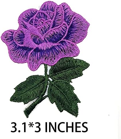 Виолетова цветна железна лепенка цветни везени апликации пролетно лето розово железо на шиење на закрпи за ранец за облека, капаци од фармерки