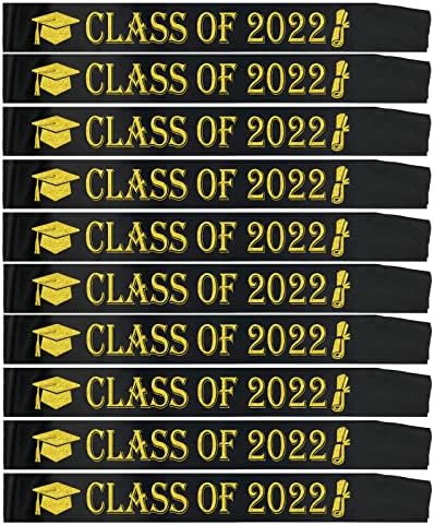 СРЕЌЕН 10 Пакет Црн Појас За Дипломирање Класа 2022, Сјајно Писмо Дипломиран Појас за Навивачка Постара 2022 Година Материјали За Забава За