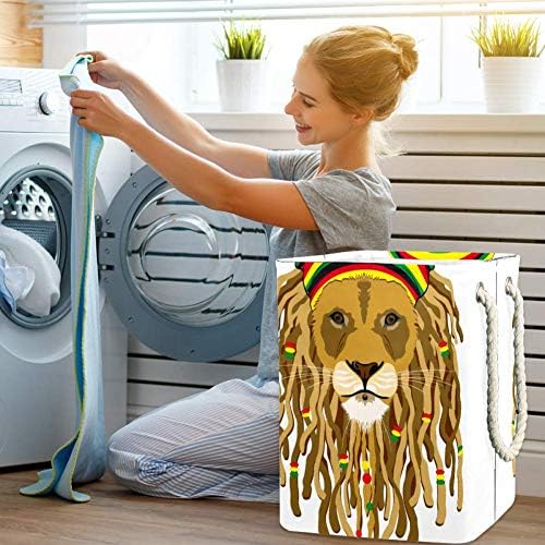 Уникатен лав глава што може да се сруши алишта за перење со рачки корпа за перење, голема корпа за корпи за складирање