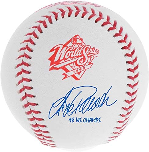 Хорхе Посада Newујорк Јанкис го автограмираше бејзболот на логото на Светската серија во 1998 година со натпис „98 WS Champs“ - автограмирани