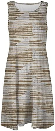 Летни фустани HPJKLYTR за жени 2023 Модна лежерна лента Печатена резервоар за ракави без ракави, лабави мини фустани со А-линија