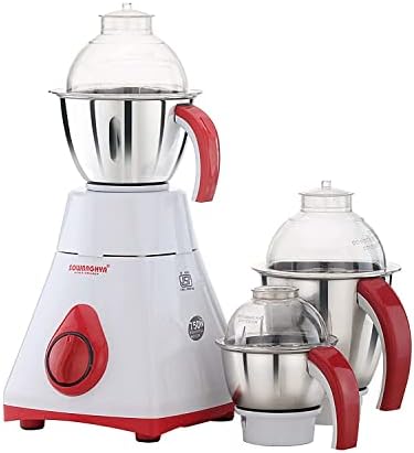 Sowbaghya Magic 750Watts Mixer Grinder 110V за САД и Канада, бело wtth црвено