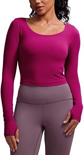CRZ Јога Butterluxe Долги ракави на култури за жени за жени со тенок вклопување кошули за вежбање исечени атлетски теретани врвот