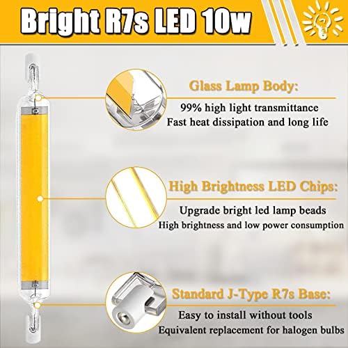 5Pack R7S LED Сијалица 78mm, 10w Заштеда На Енергија Супе Светла КОЧАН Светилка Монистра, Двојно Заврши T3 База R7s LED Светилки, 100w Халогени