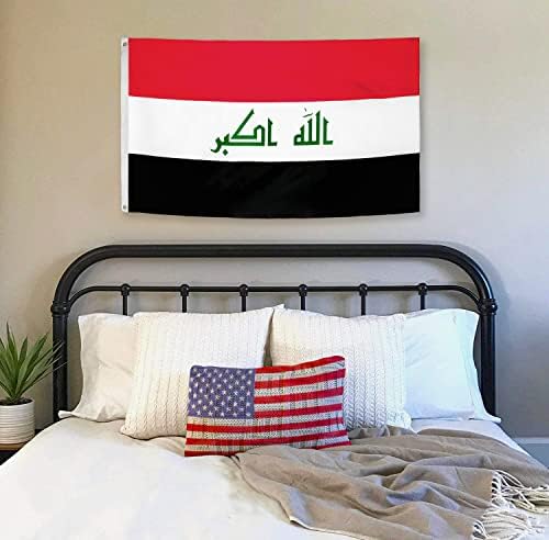 Данф Ирак знаме 3x5 стапки дебели полиестер, отпорен на згаснат, месинг гром, заглавие на платно, двострана ирачка национална