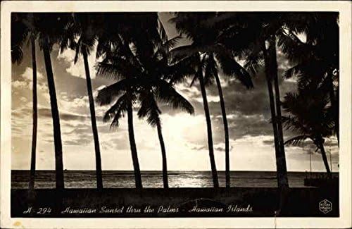 Хавајско зајдисонце преку дланките - Хавајски острови Здраво оригинална античка разгледница