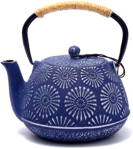 Milvbusisss леано железо чајник, голем капацитет 40oz чај котел со инфузер за врвот на шпоретот, Сакура Дизајн Јапонски сад за чај за лабава лисја обложена со емајлиран ент