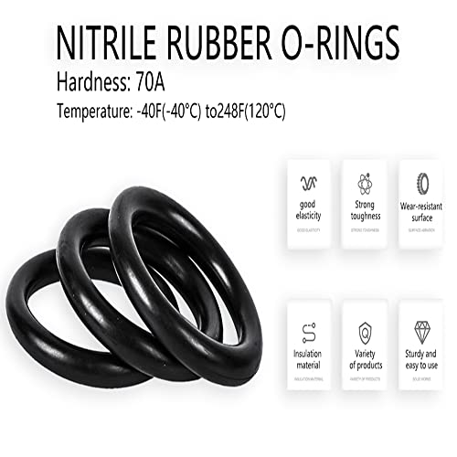 Othmro 50pcs нитрилна гума О-прстени, 2,5мм жица DIA 34mm OD метрички запечатување нитрил NBR гумени мијалници за запечатување на нафта или