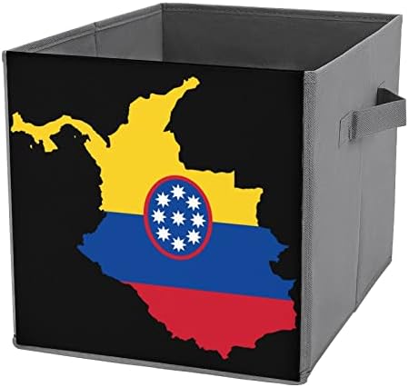 Знаме Мапа На Колумбија Склопувачки Коцки За Складирање Ткаенини Кутија 11 Инчни Преклопливи Канти за Складирање Со Рачки