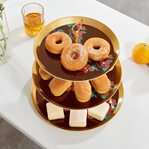 LLNSUPPLY Прекрасни Цветни 3-ниво Пластични Кекс Штанд Служат Послужавник-Златен Елегантен Декоративен Десерт Торта Штанд За Свадба