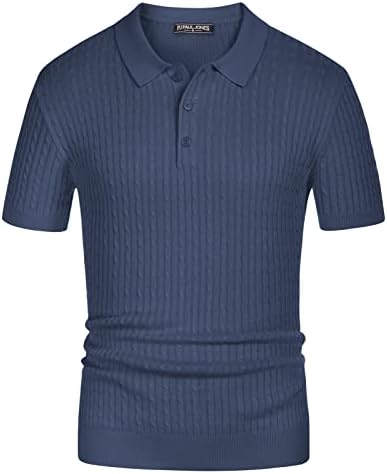 ПЈ Пол onesонс Менс кабел плетени поло маици плетење лесна маичка за голф -маици
