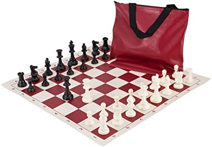 Комбинацијата на куќите на Стантон Стандард Шах сет - парчиња за регулирање со три пондери, винил шаховска табла и стандардна торба