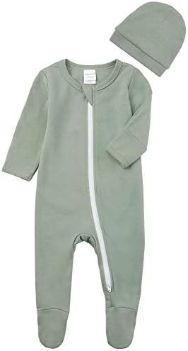 Памук за момчиња на Хејакадас-y Бебе момчиња, PJS, Snug Fit Footed Scumpuit, Zip Front Pajamas